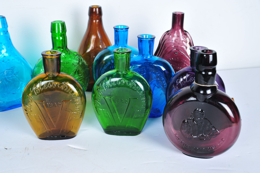 Vintage Clevenger Brothers Colored Glass Bottles