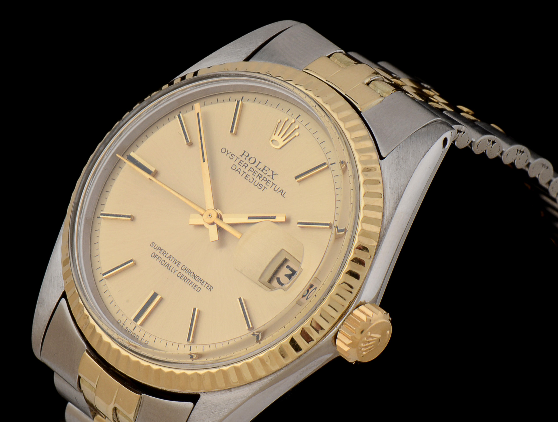 Men's Rolex Datejust 14K Gold and Steel 36mm Automatic Champagne Index Dial Watch