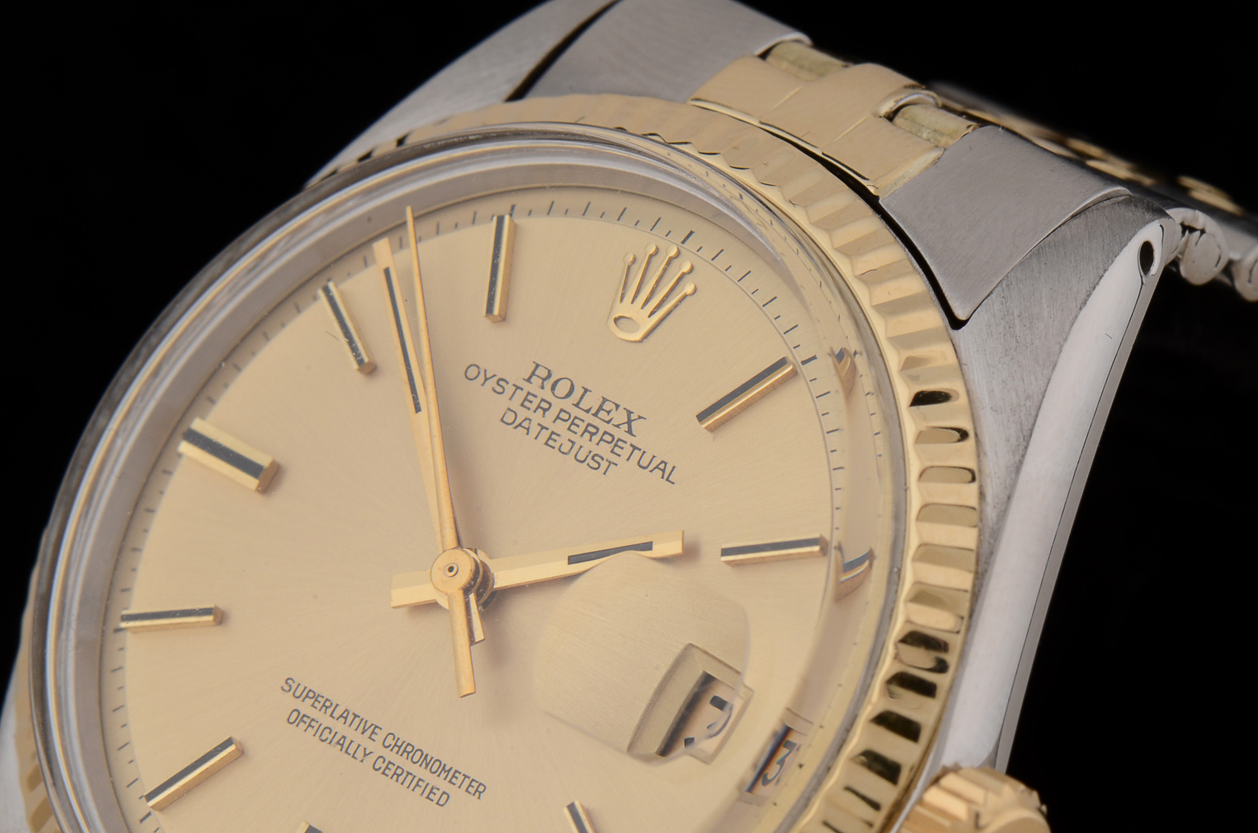 Men's Rolex Datejust 14K Gold and Steel 36mm Automatic Champagne Index Dial Watch