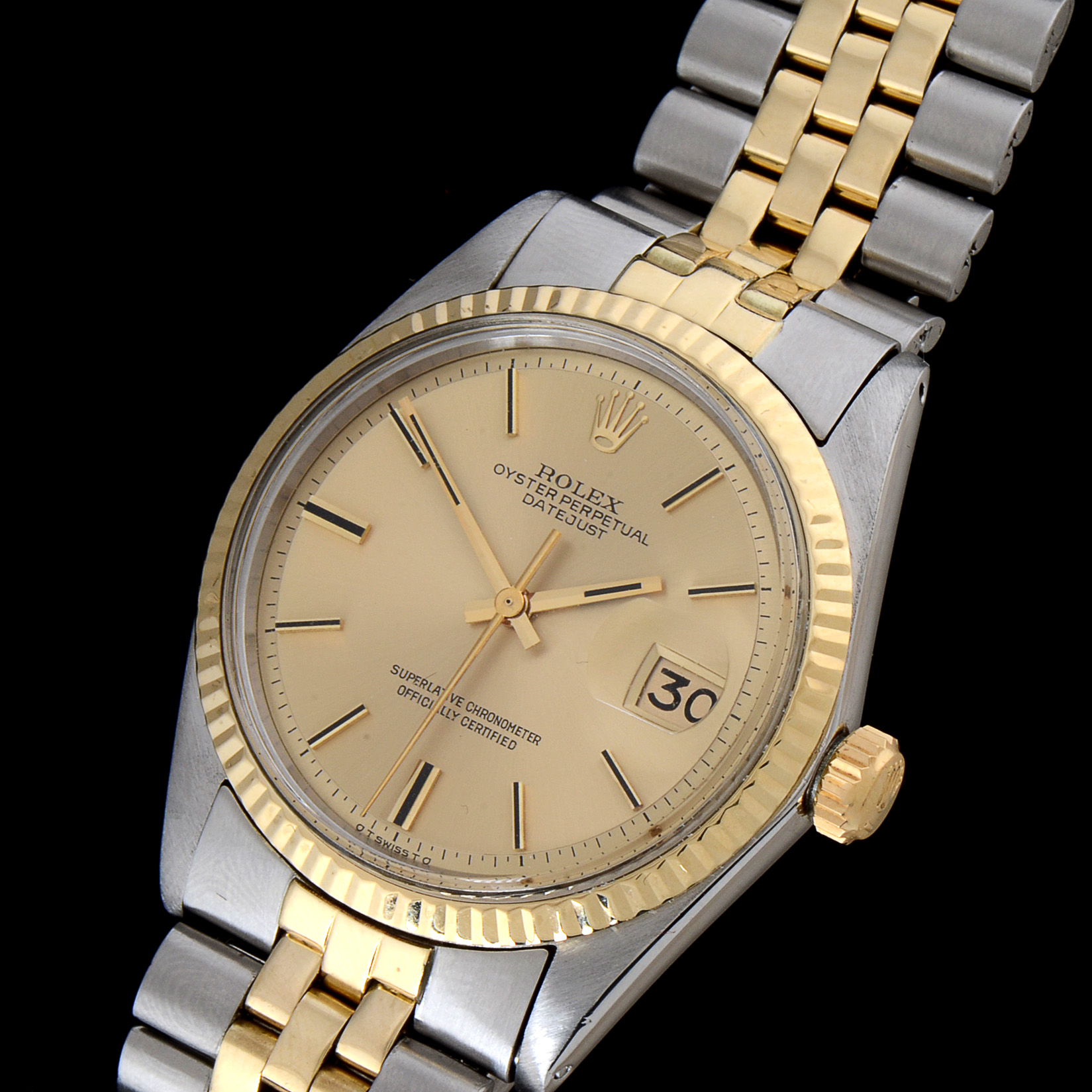 Men's Rolex Datejust 14K Gold and Steel 36mm Automatic Champagne Index Dial Watch