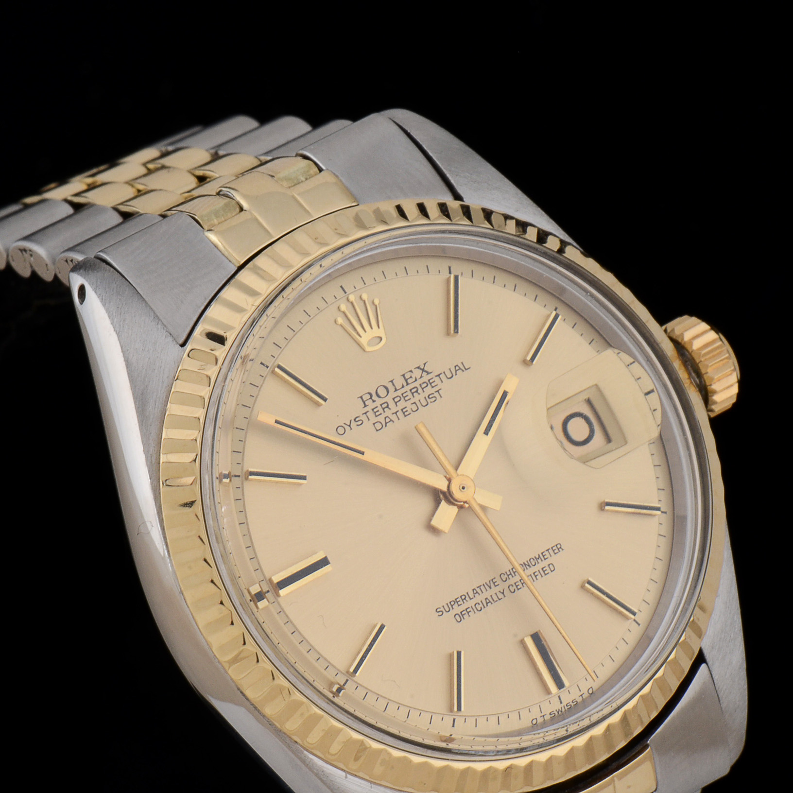 Men's Rolex Datejust 14K Gold and Steel 36mm Automatic Champagne Index Dial Watch
