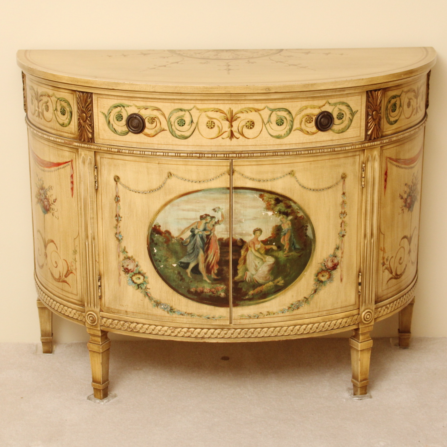 Vintage Painted Demilune Sideboard