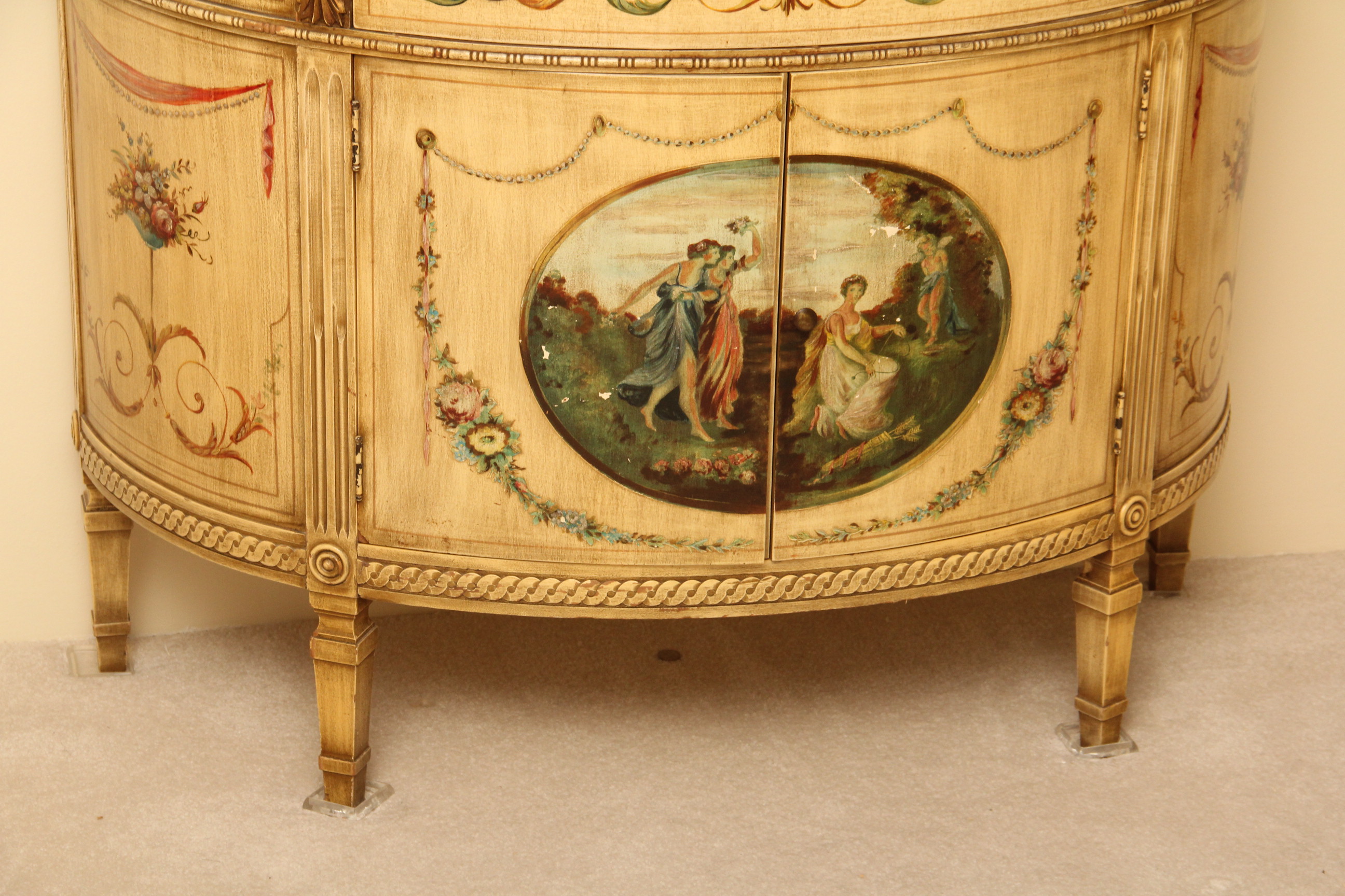 Vintage Painted Demilune Sideboard