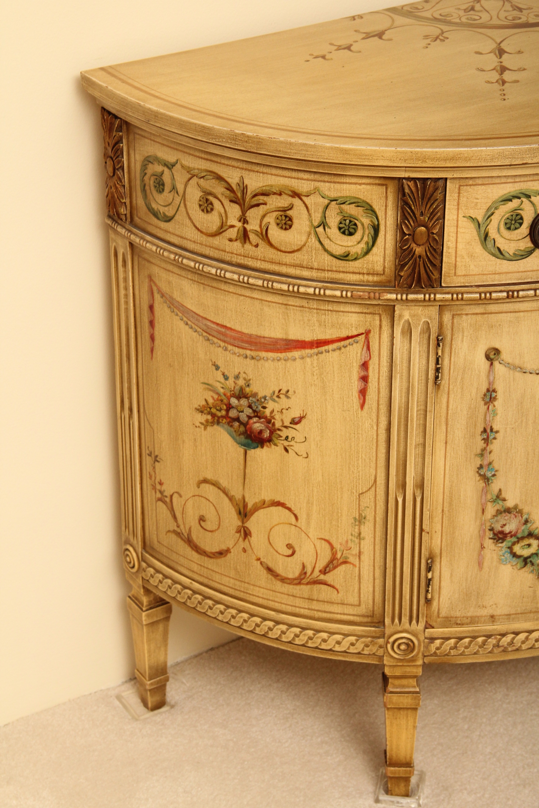 Vintage Painted Demilune Sideboard