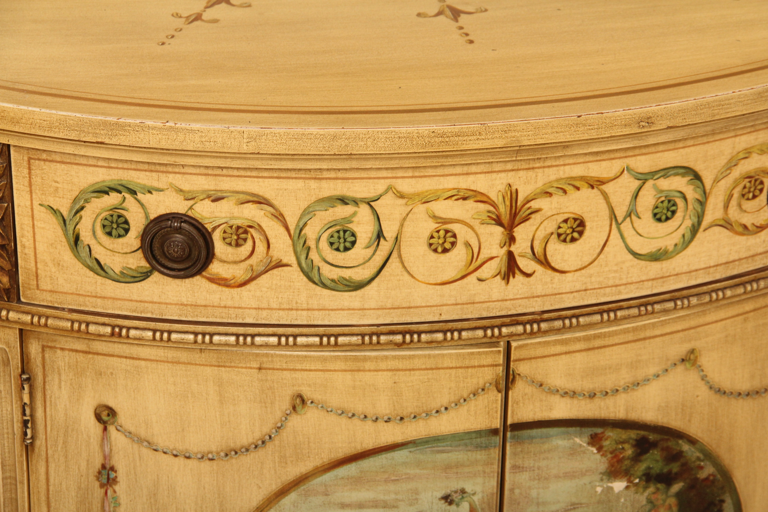 Vintage Painted Demilune Sideboard