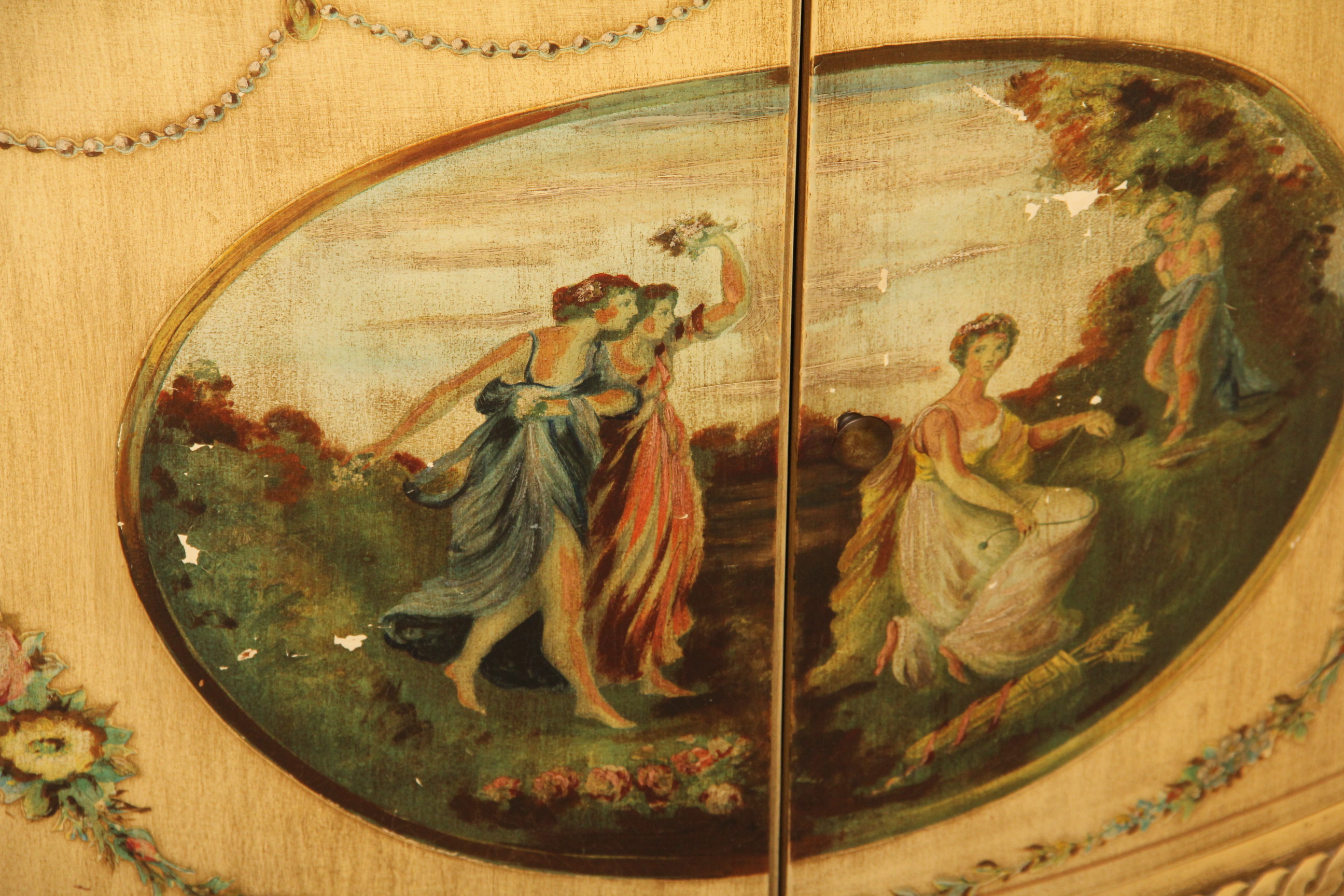 Vintage Painted Demilune Sideboard