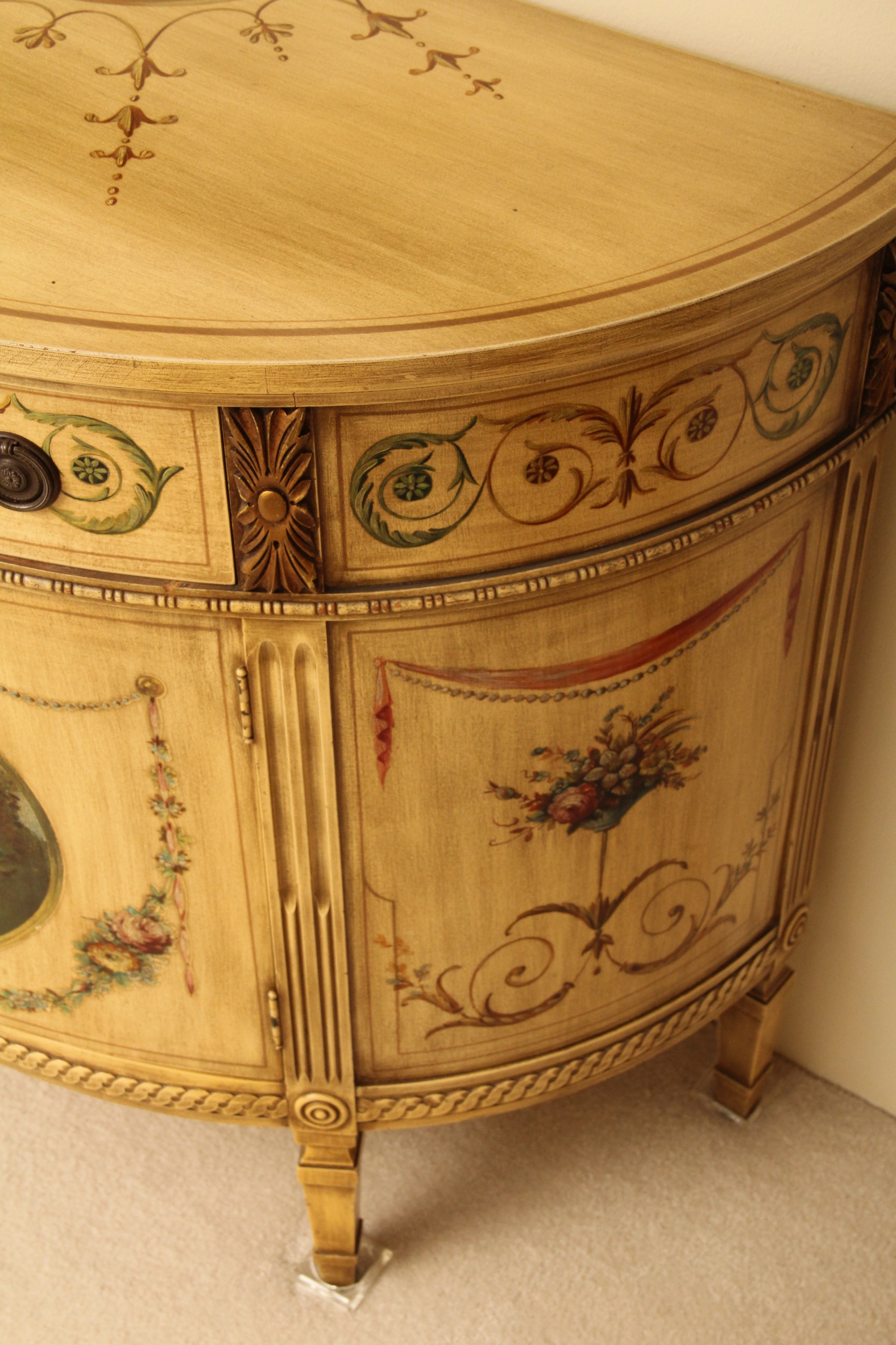 Vintage Painted Demilune Sideboard