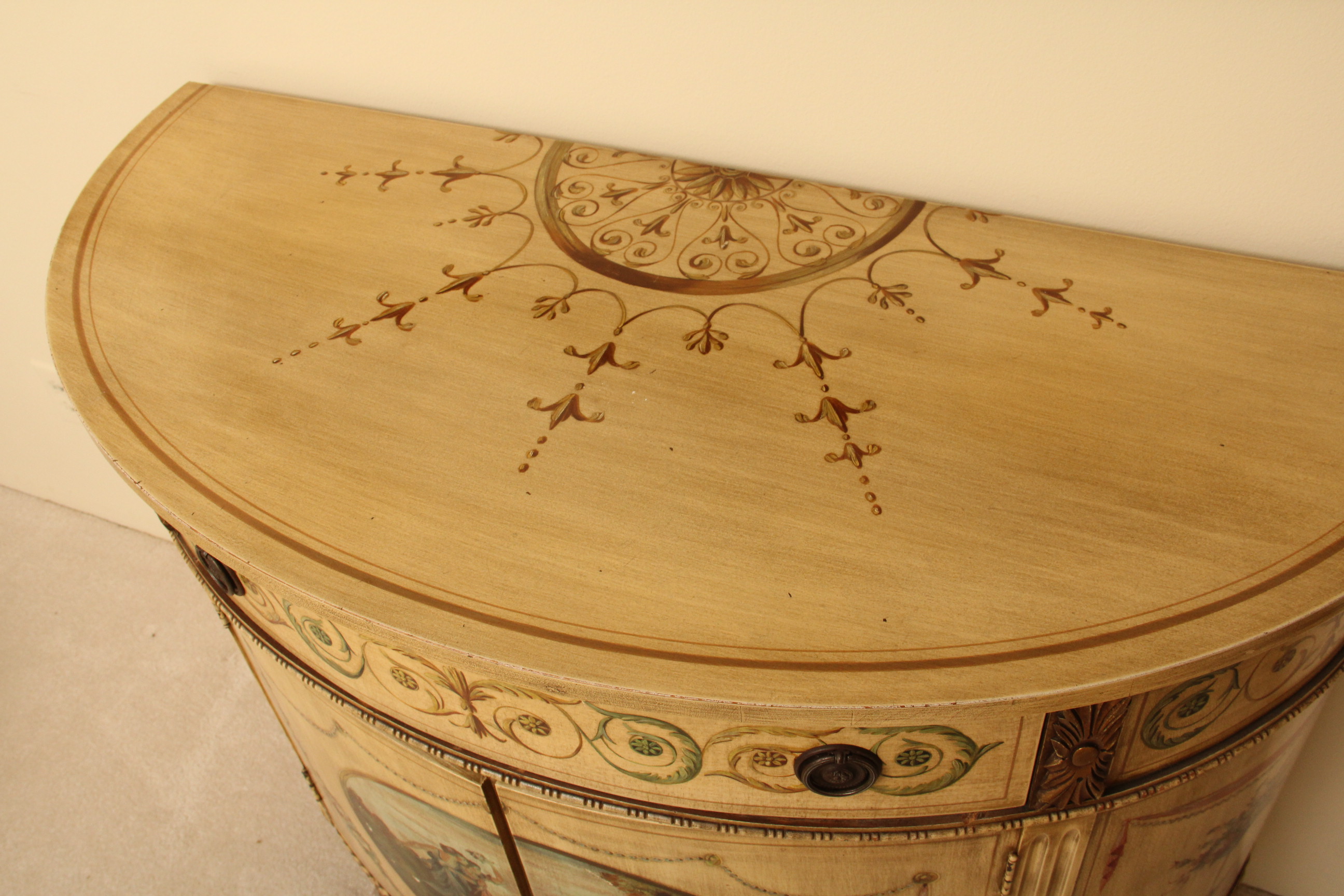 Vintage Painted Demilune Sideboard