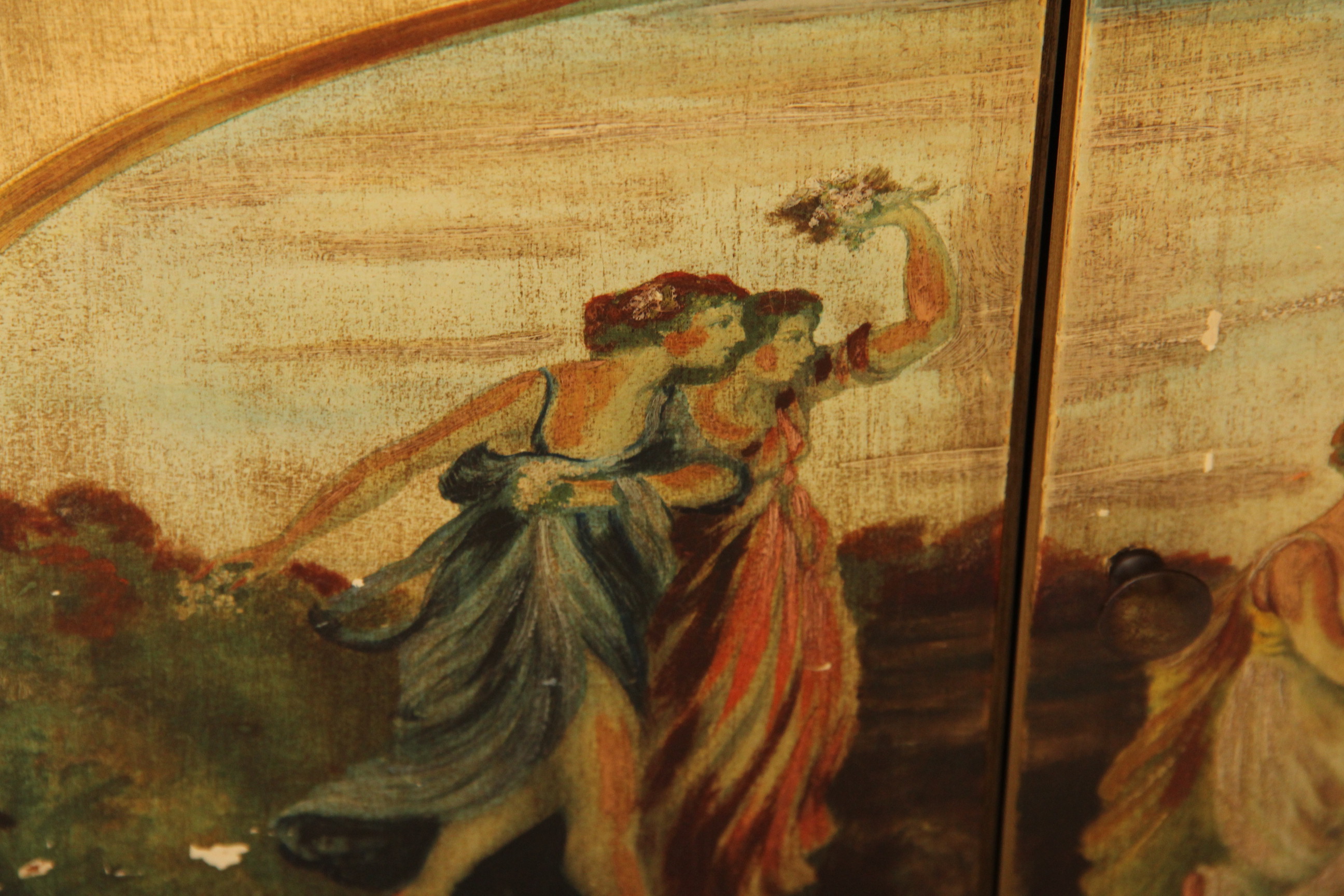 Vintage Painted Demilune Sideboard