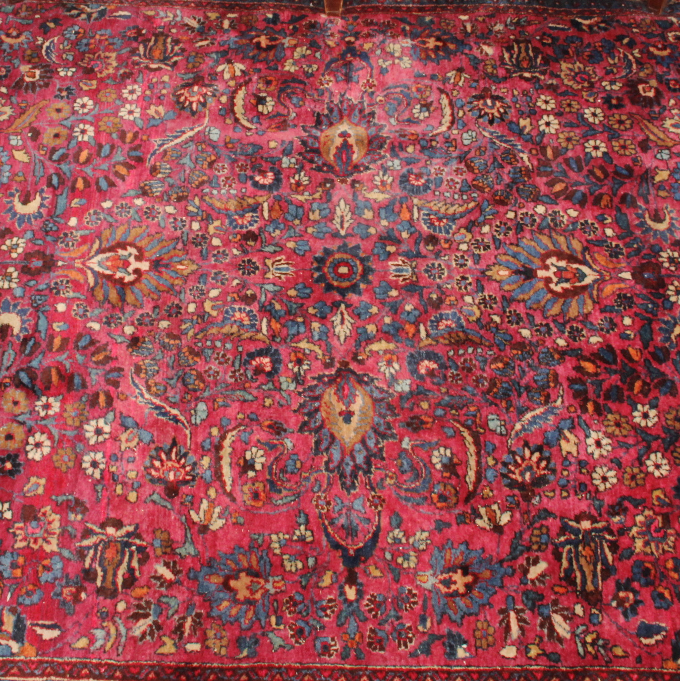 Hand Knotted Room Sized Sarouk Area Rug