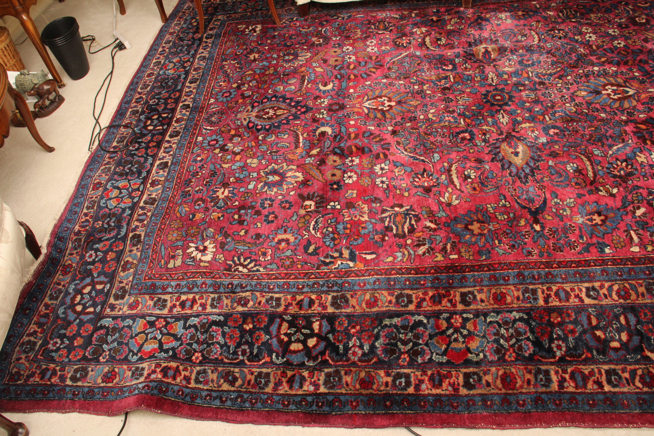 Hand Knotted Room Sized Sarouk Area Rug