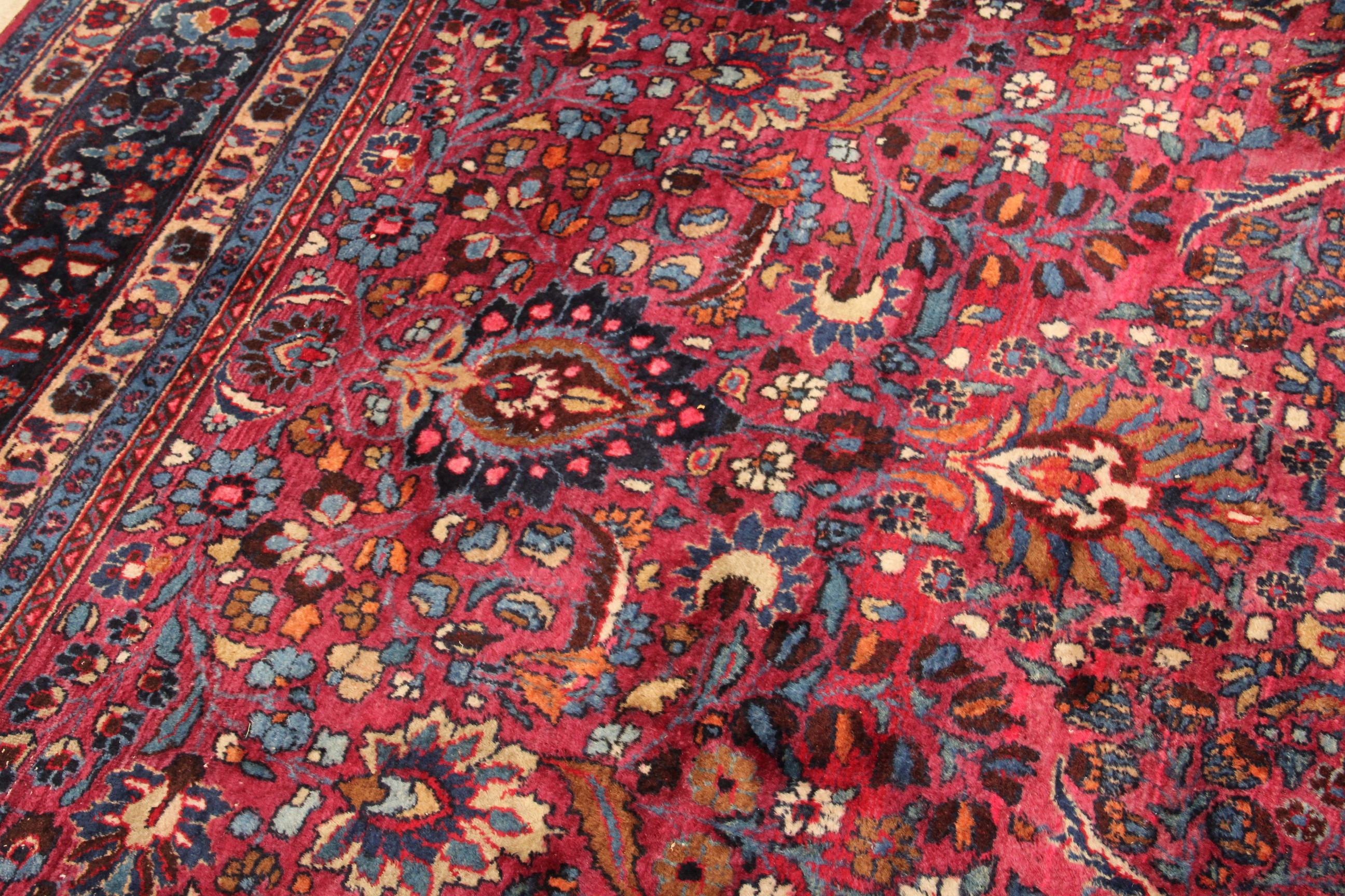 Hand Knotted Room Sized Sarouk Area Rug