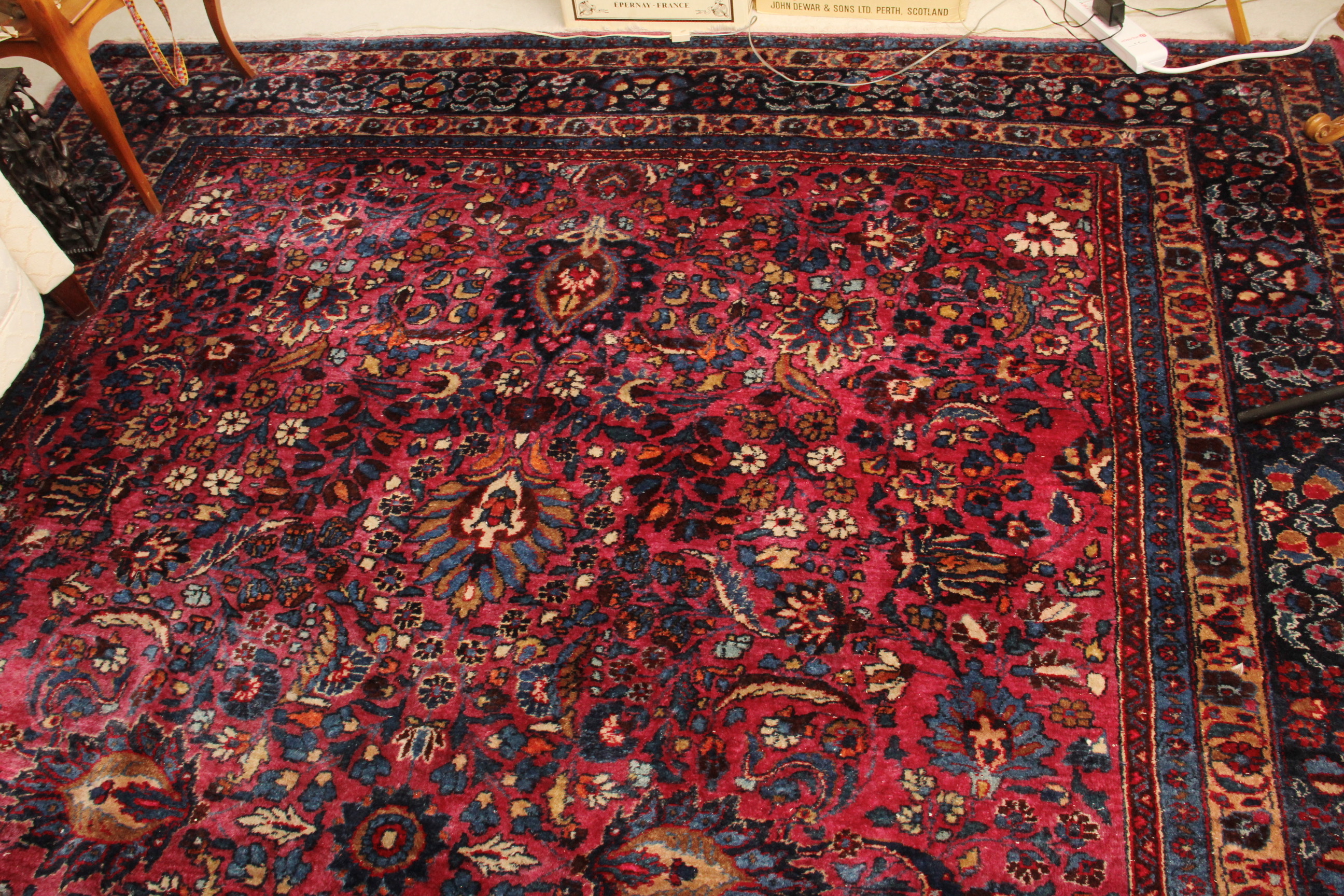 Hand Knotted Room Sized Sarouk Area Rug