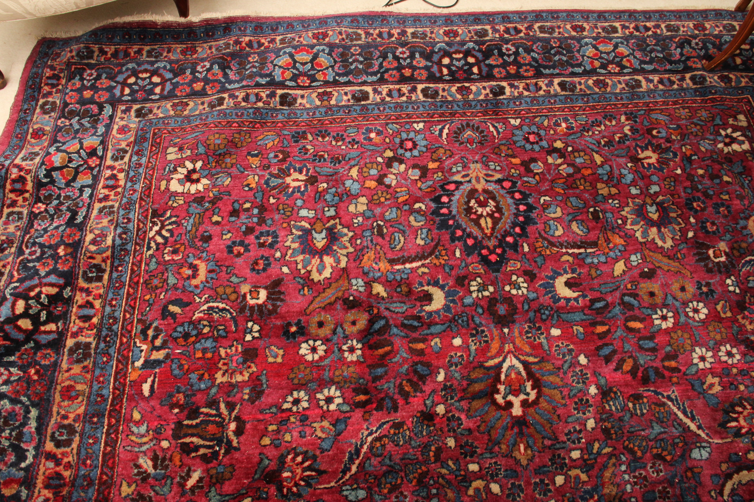 Hand Knotted Room Sized Sarouk Area Rug
