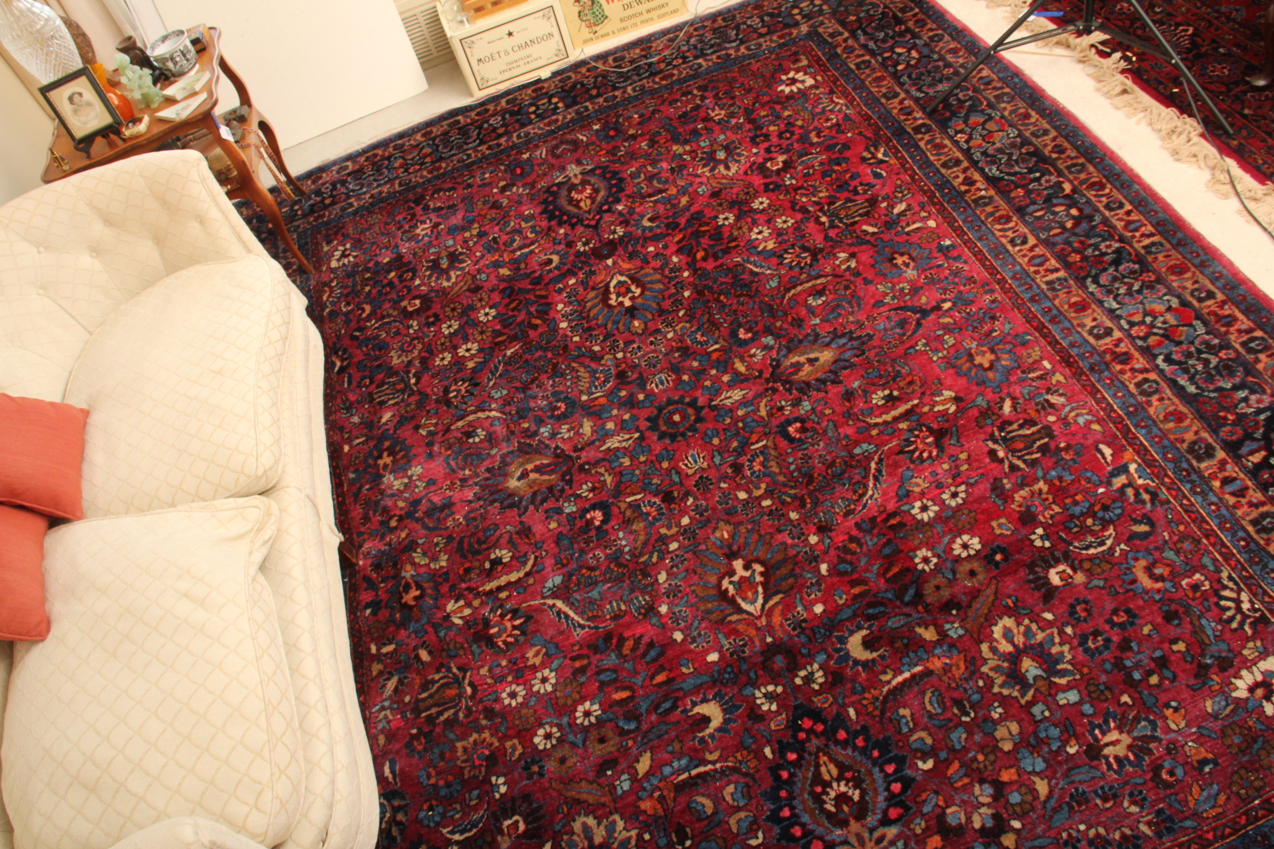Hand Knotted Room Sized Sarouk Area Rug