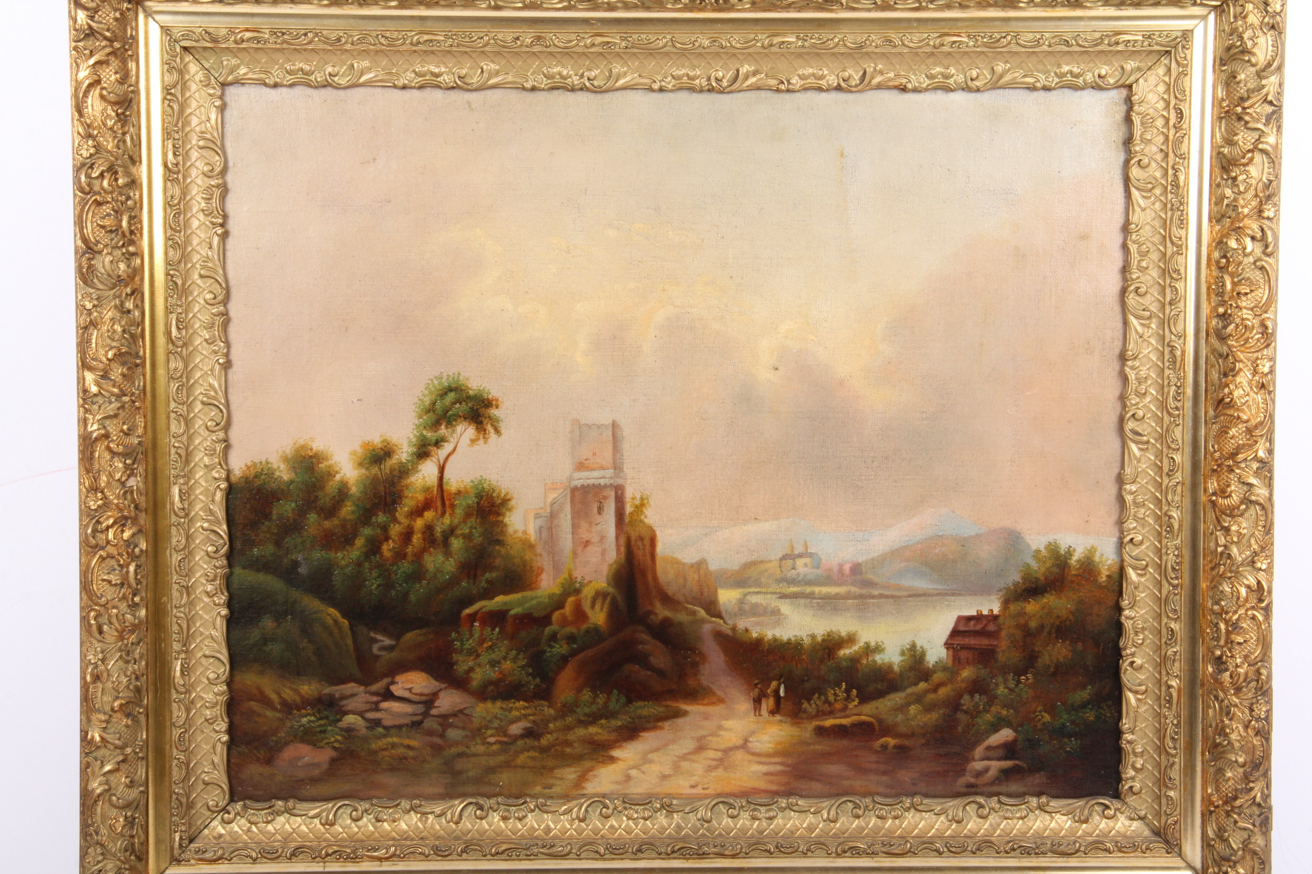 Antique 19th Century Oil on Canvas Pastoral Scene
