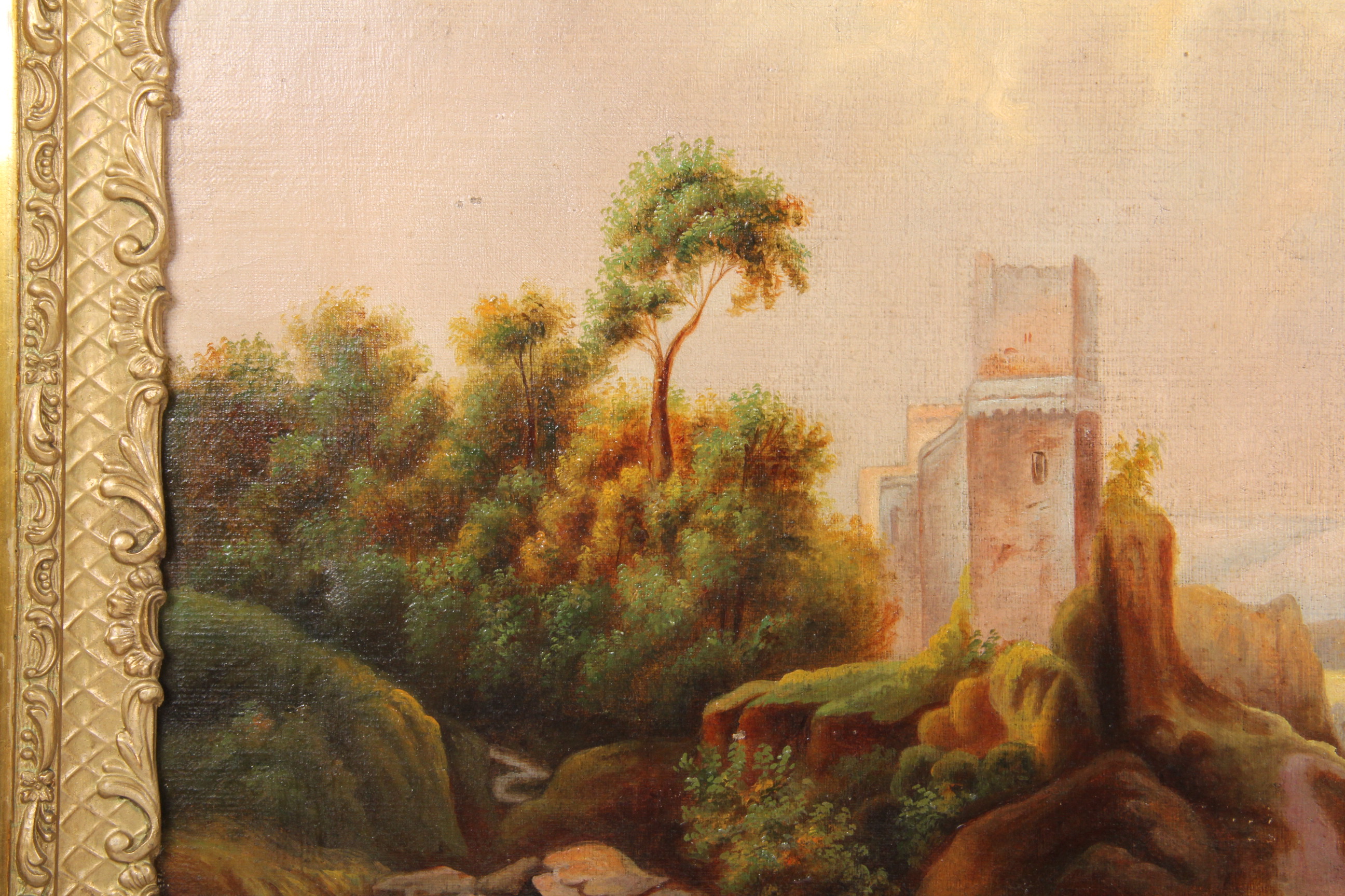 Antique 19th Century Oil on Canvas Pastoral Scene