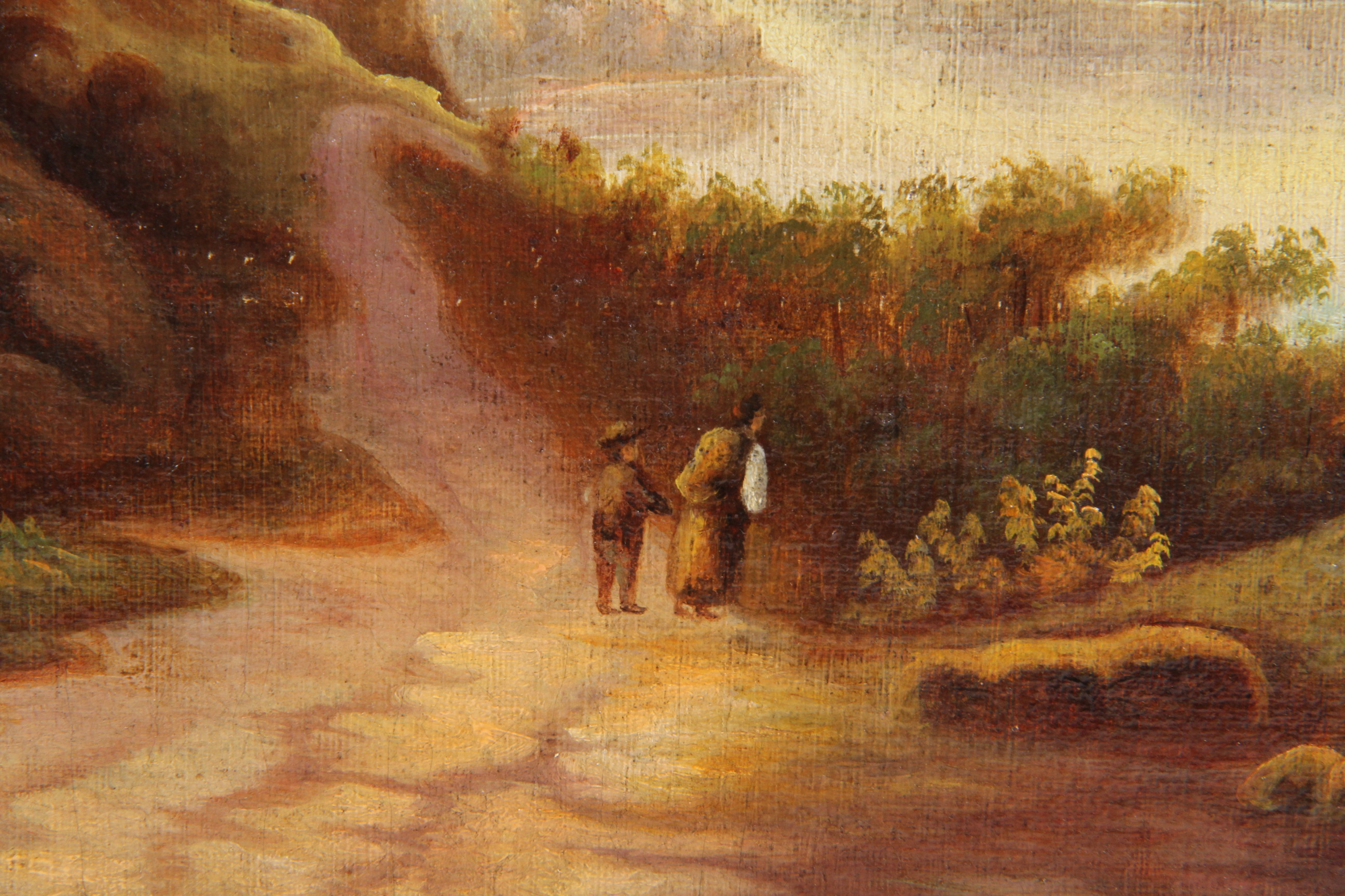 Antique 19th Century Oil on Canvas Pastoral Scene