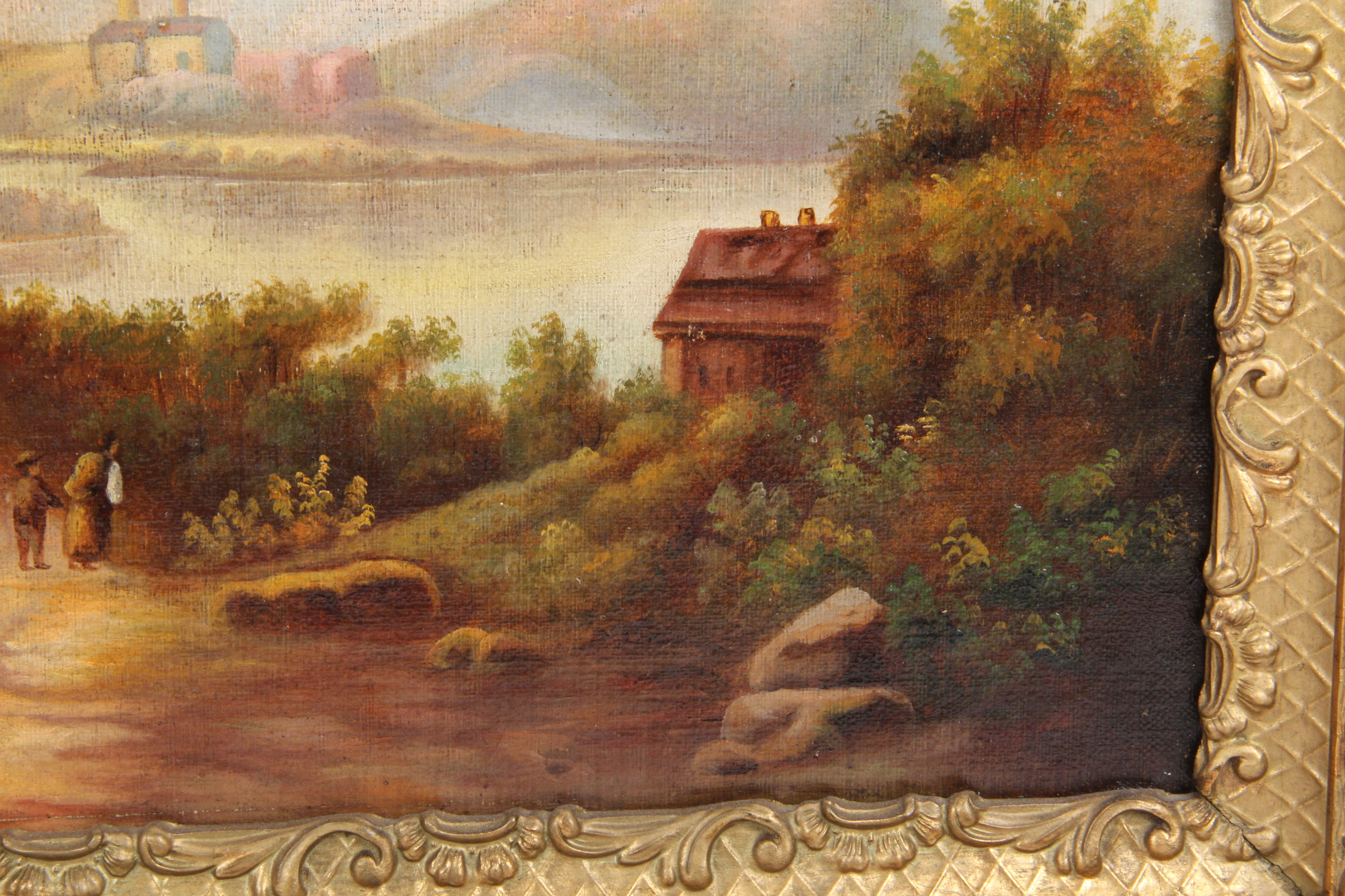 Antique 19th Century Oil on Canvas Pastoral Scene