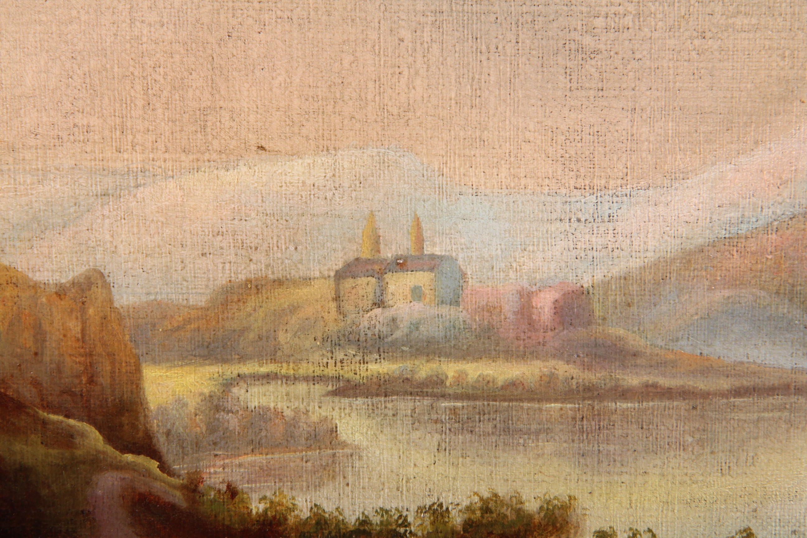 Antique 19th Century Oil on Canvas Pastoral Scene