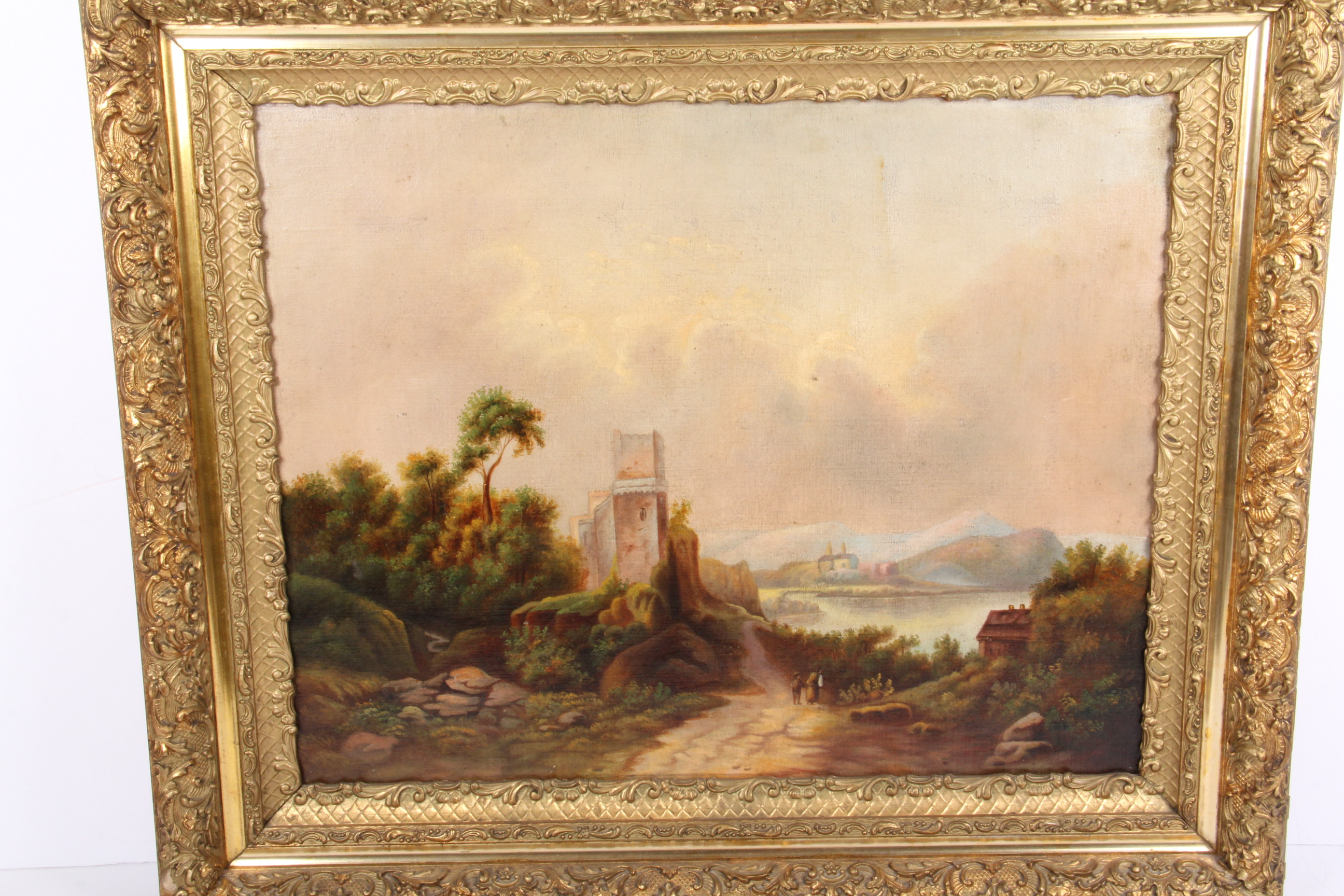 Antique 19th Century Oil on Canvas Pastoral Scene