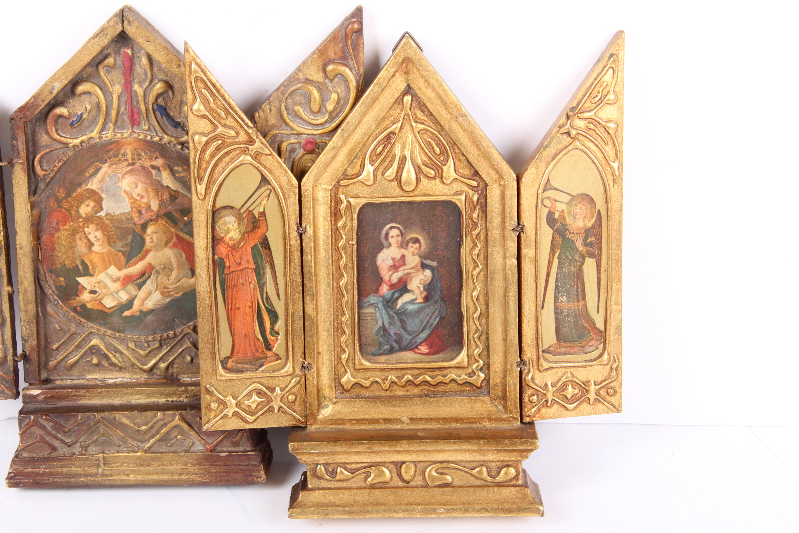 Pair of Florentine Framed Triptych Icons
