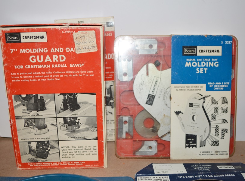 Sears Craftsman Molding Set, Molding and Dado Guard and 7" Carbine Blade