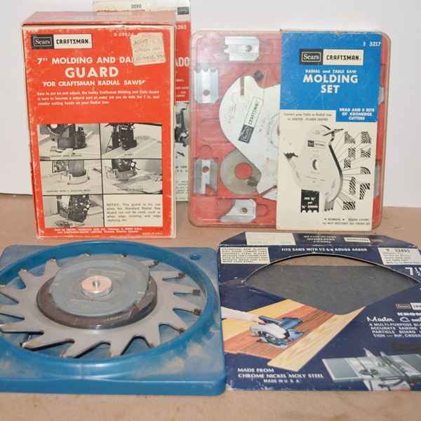 Sears Craftsman Molding Set, Molding and Dado Guard and 7" Carbine Blade