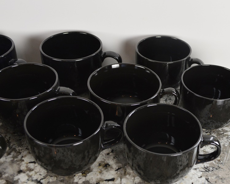 Pier1 Black Ceramic Soup Bowls and Other Black Mugs