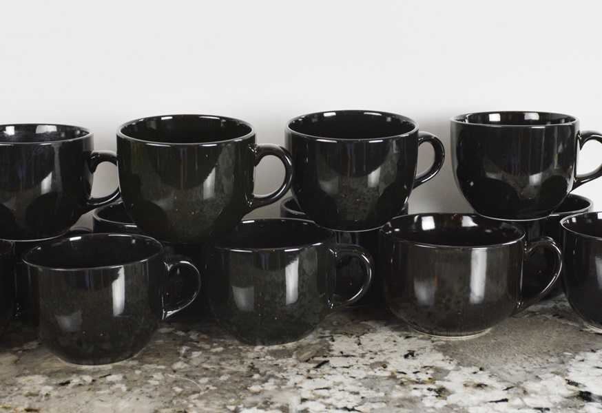 Pier1 Black Ceramic Soup Bowls and Other Black Mugs