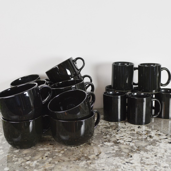 Pier1 Black Ceramic Soup Bowls and Other Black Mugs