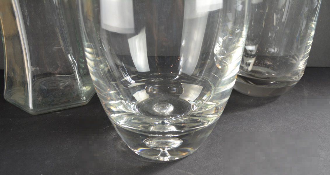Two Crystal Vases and One Glass Vase