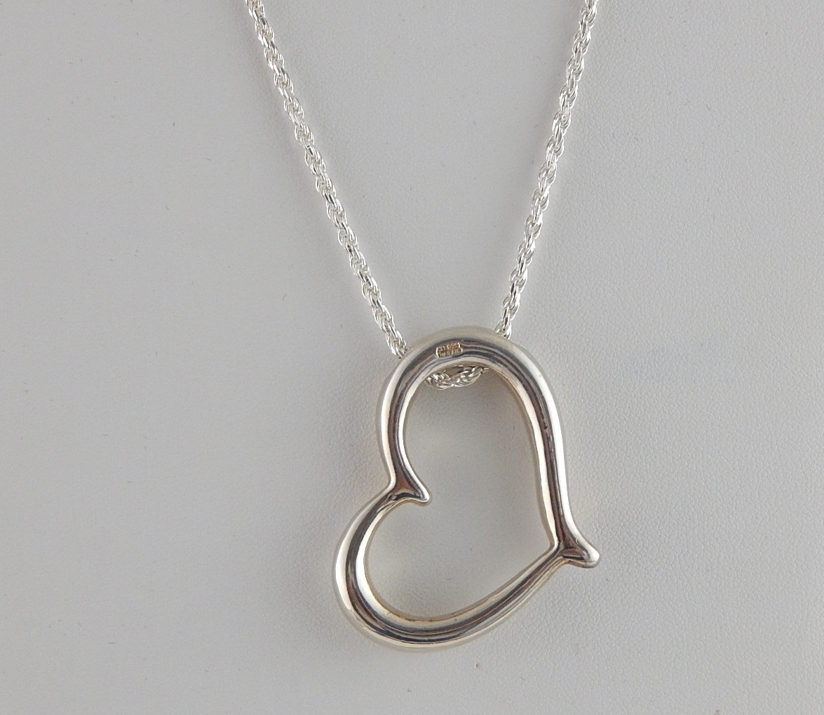 Sterling Silver Heart Pendant and Bangle Bracelet