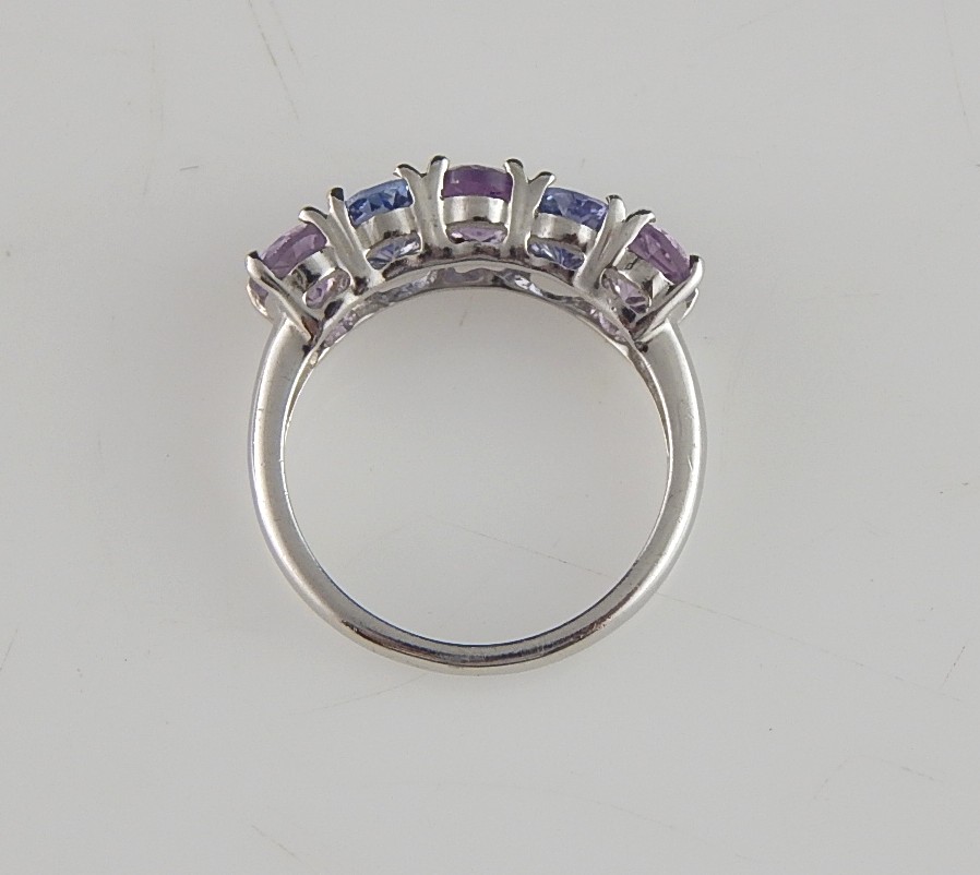 925 Sterling Silver Amethyst and Tanzanite Band