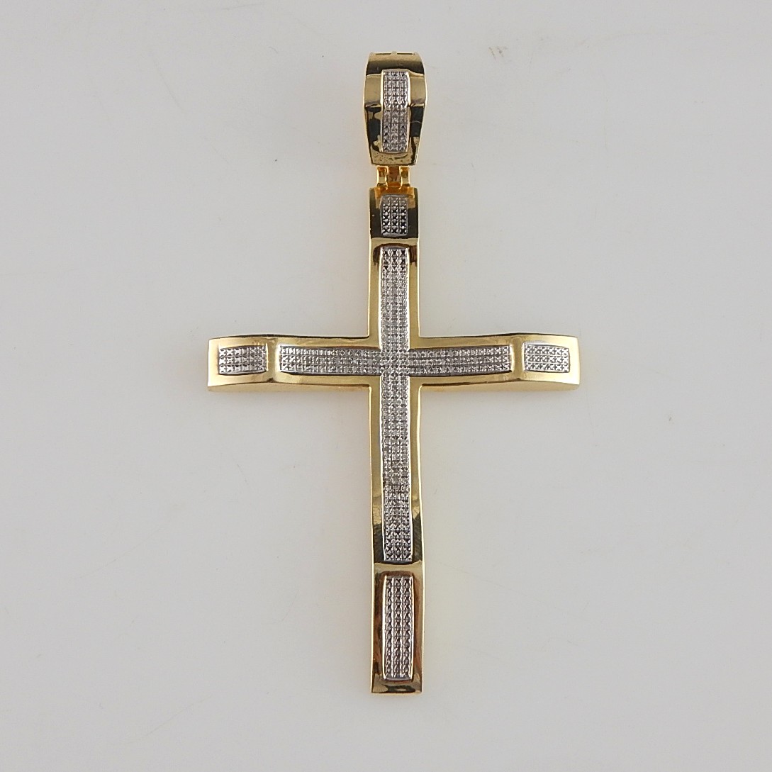 925 Vermeille Micropave Diamond Cross Pendant