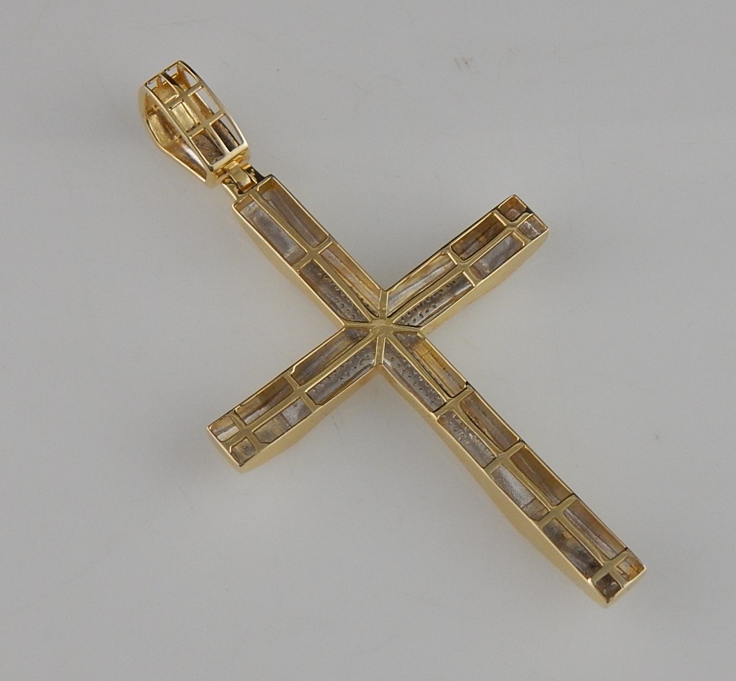 925 Vermeille Micropave Diamond Cross Pendant