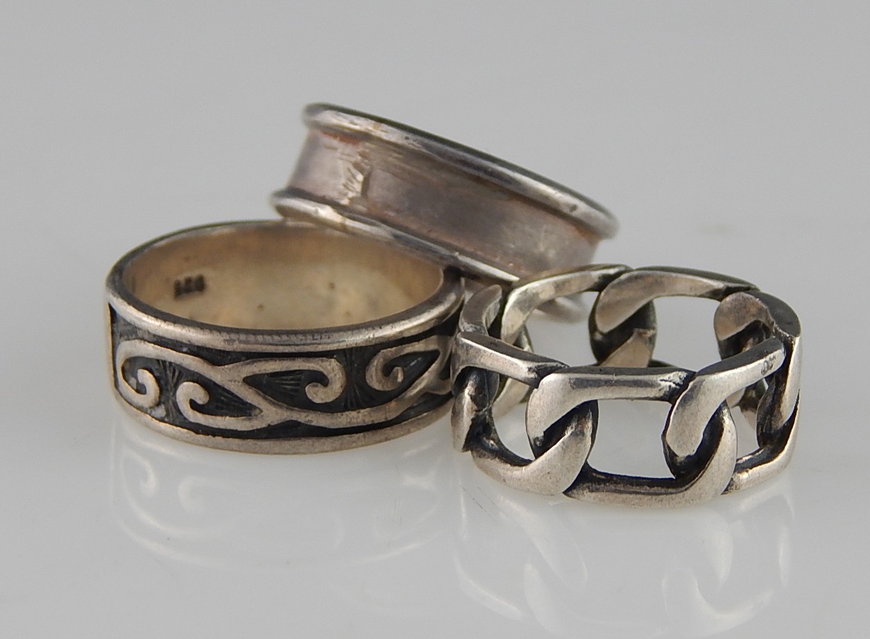 Three Large Sterling Silver Bands