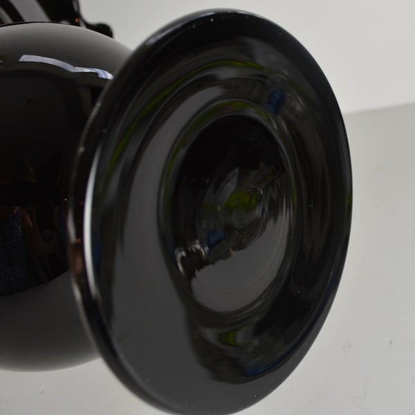 Black Glass Stemmed Candle Holder, Votive Holder, Tray and Candy Dish