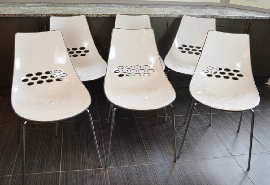 Six Italian Calligaris White/Taupe "Jam" Chairs