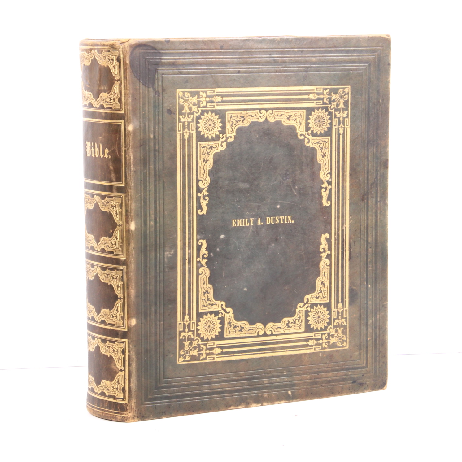 Antique Illustrated 1846 Leather Bound Bible