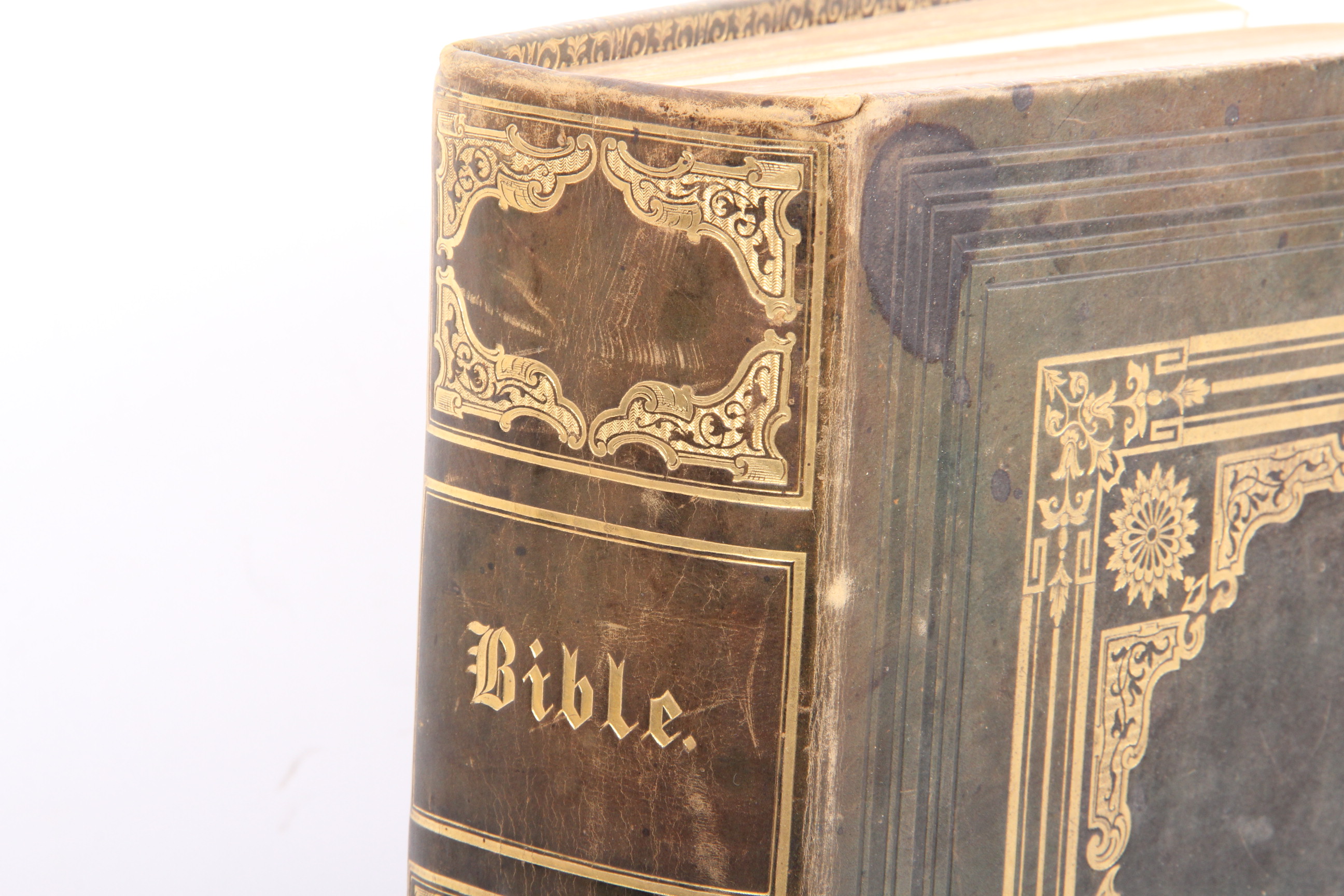 Antique Illustrated 1846 Leather Bound Bible
