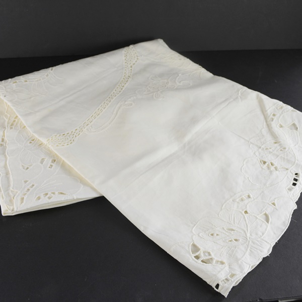 Belgium White Embroidered Tablecloth
