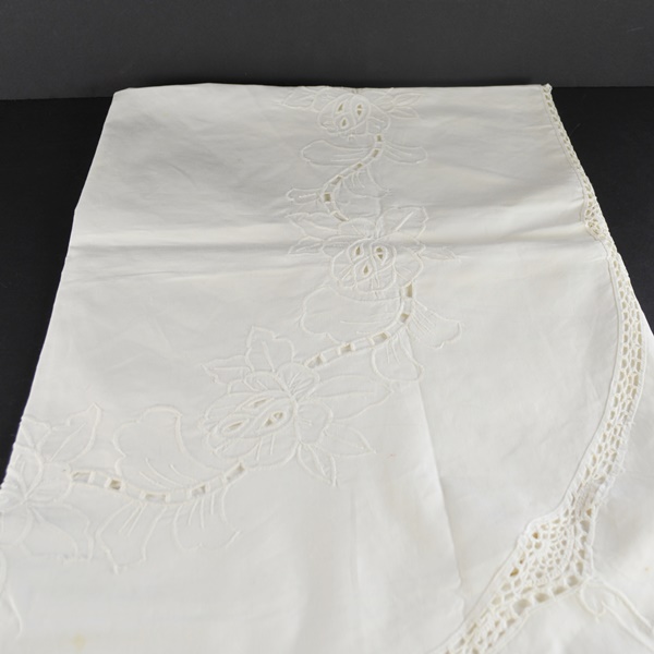Belgium White Embroidered Tablecloth
