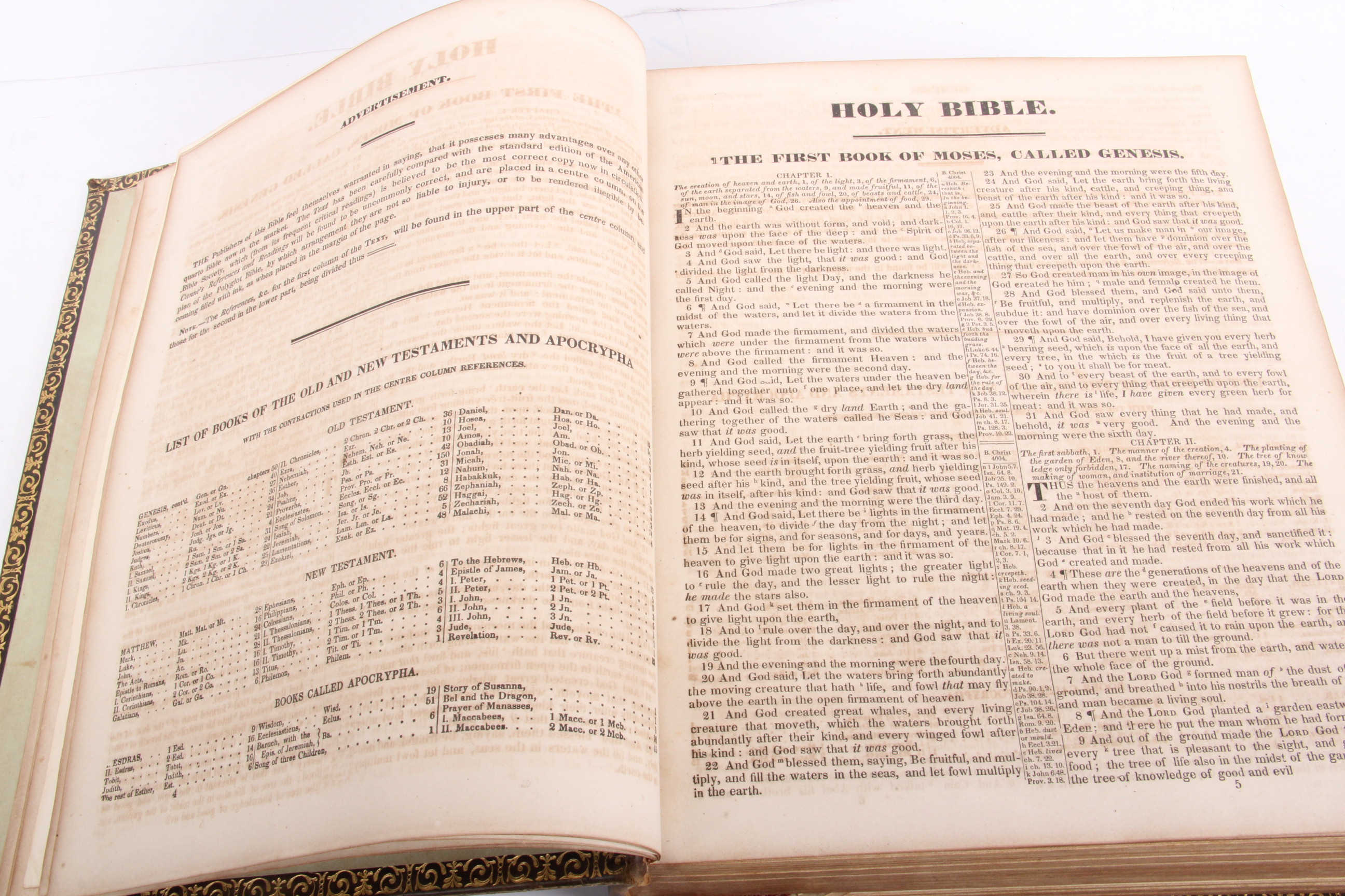 Antique Illustrated 1846 Leather Bound Bible