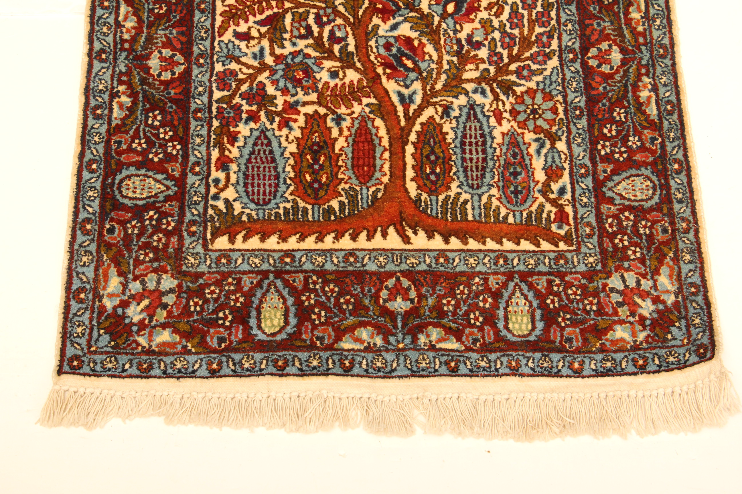 Handwoven Silk Kashan Prayer Rug
