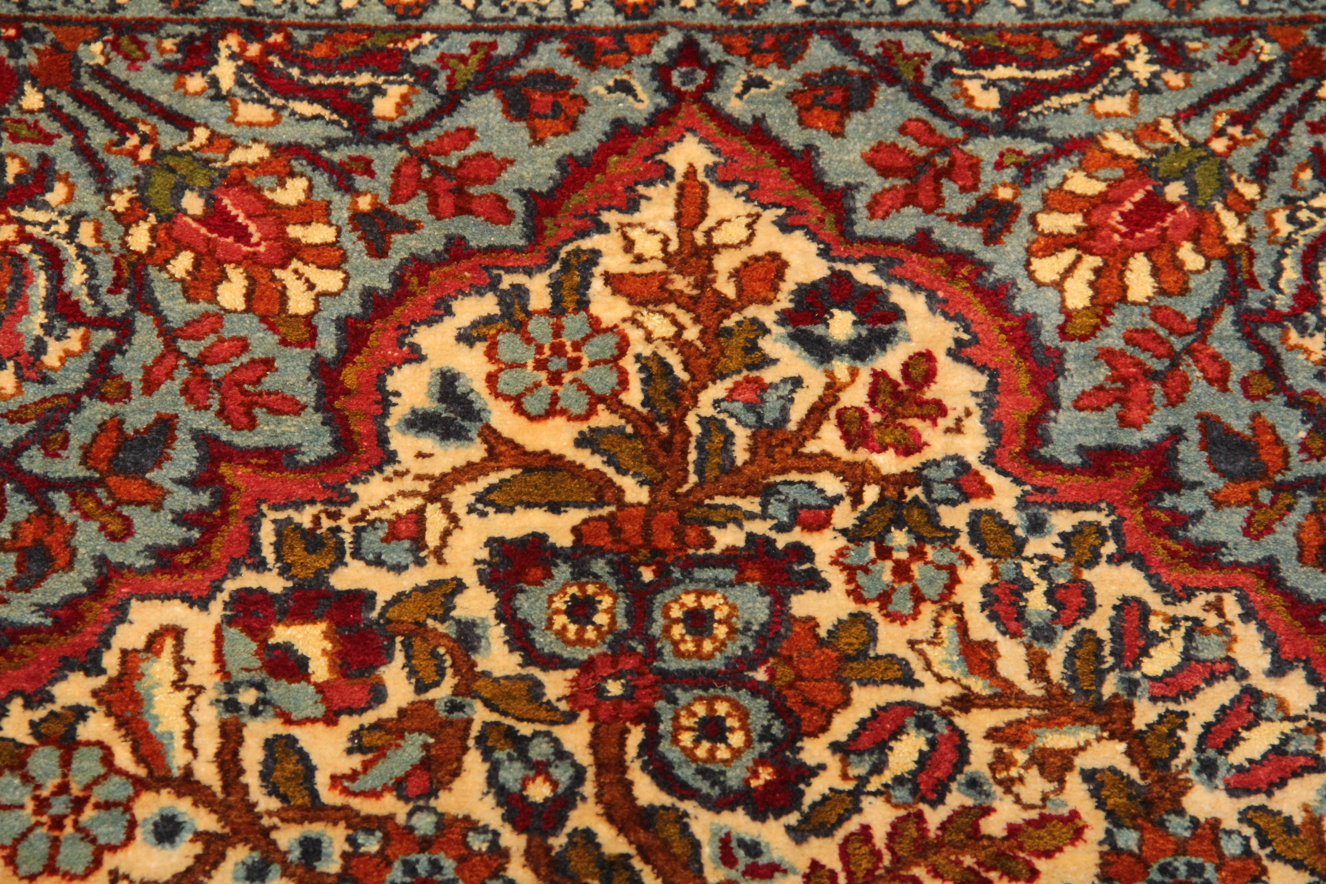 Handwoven Silk Kashan Prayer Rug