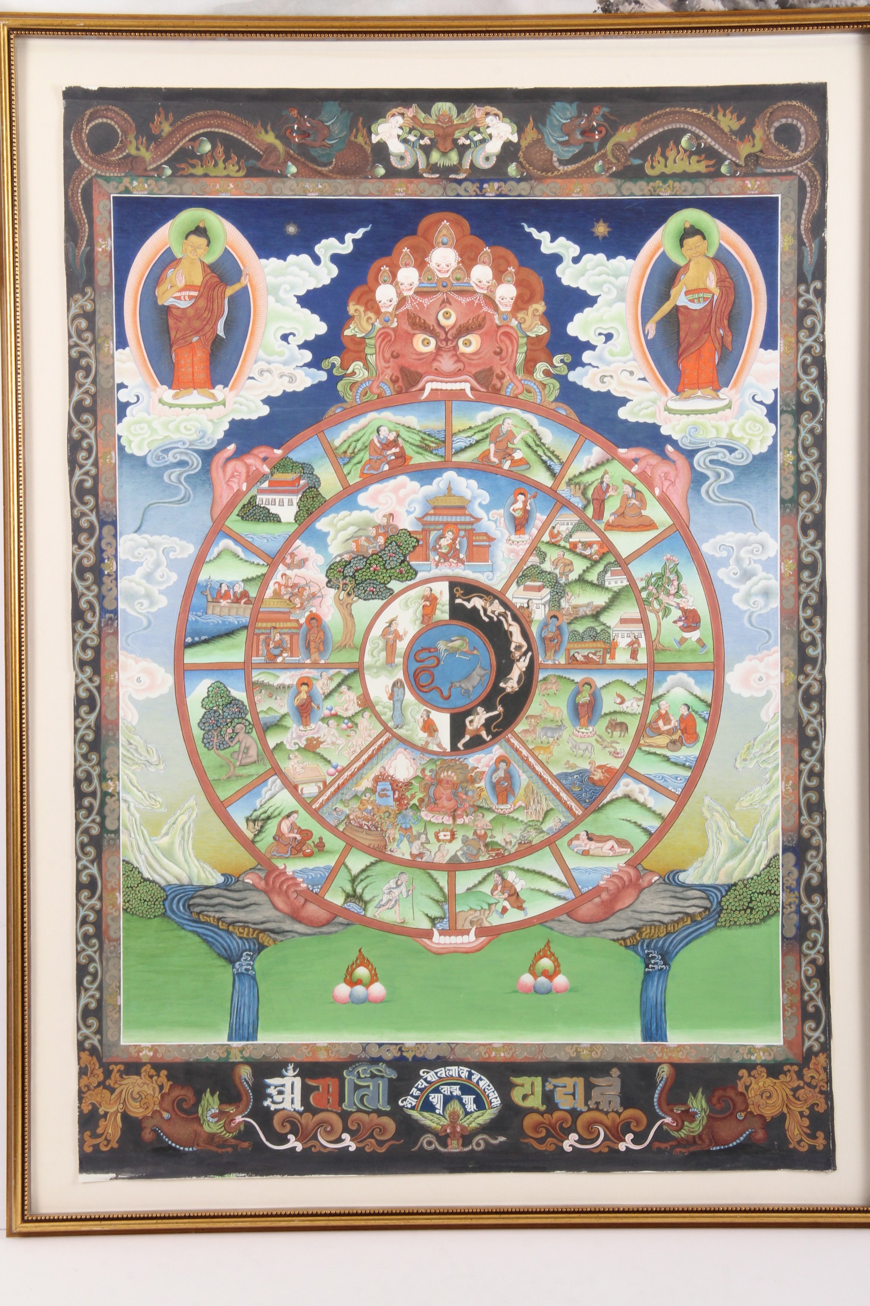 Nepalese Guoache Painting of "The Wheel of Life" by Puran Sakya