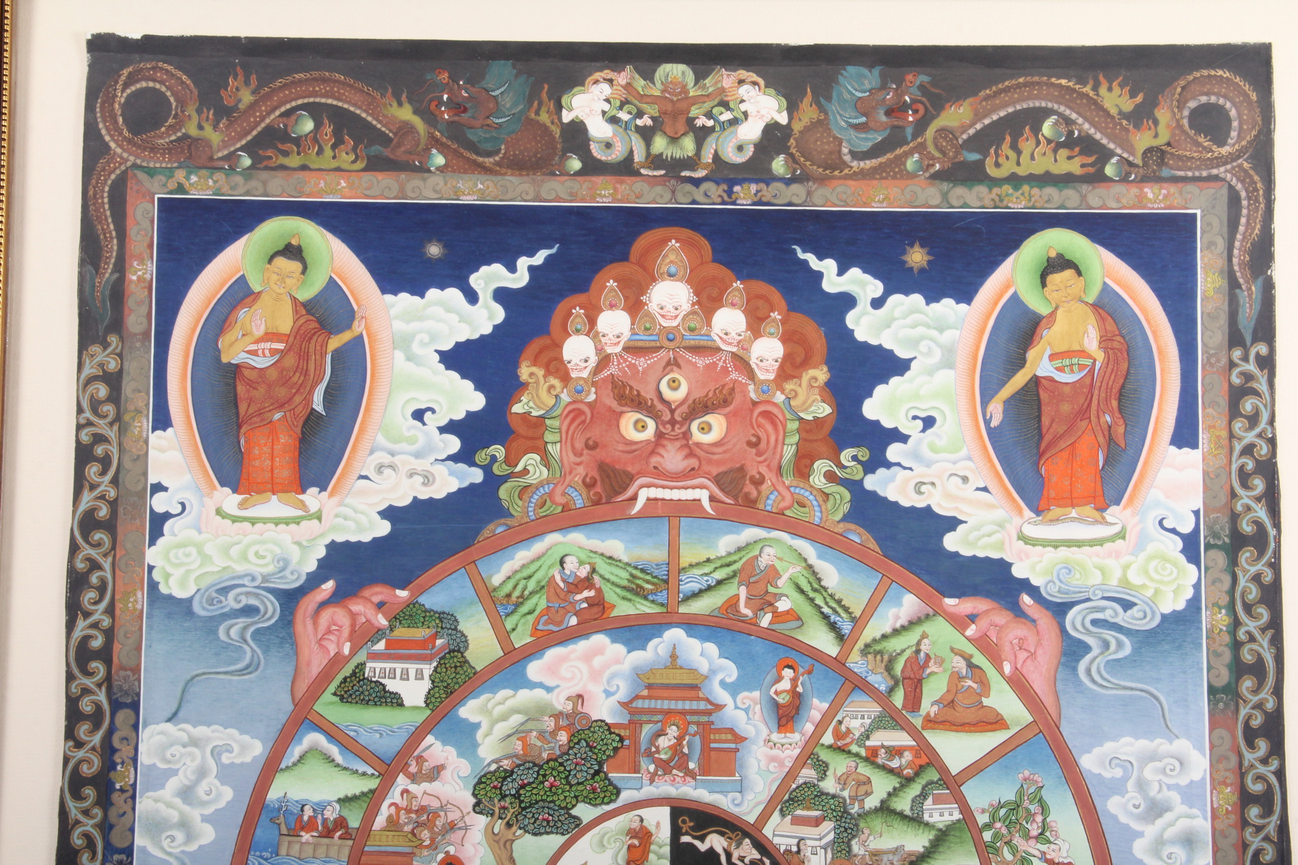 Nepalese Guoache Painting of "The Wheel of Life" by Puran Sakya