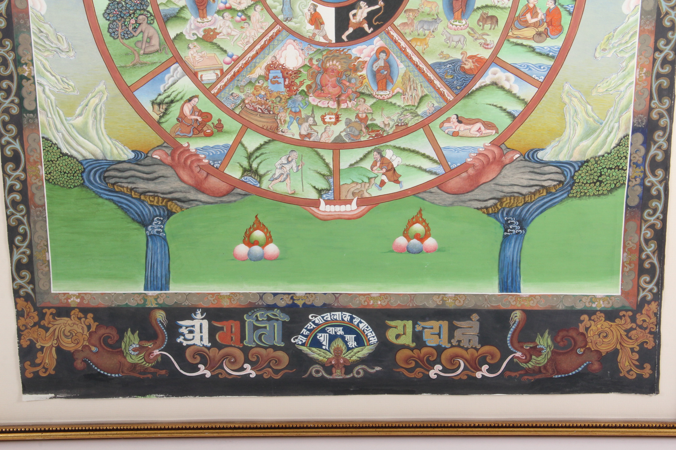 Nepalese Guoache Painting of "The Wheel of Life" by Puran Sakya