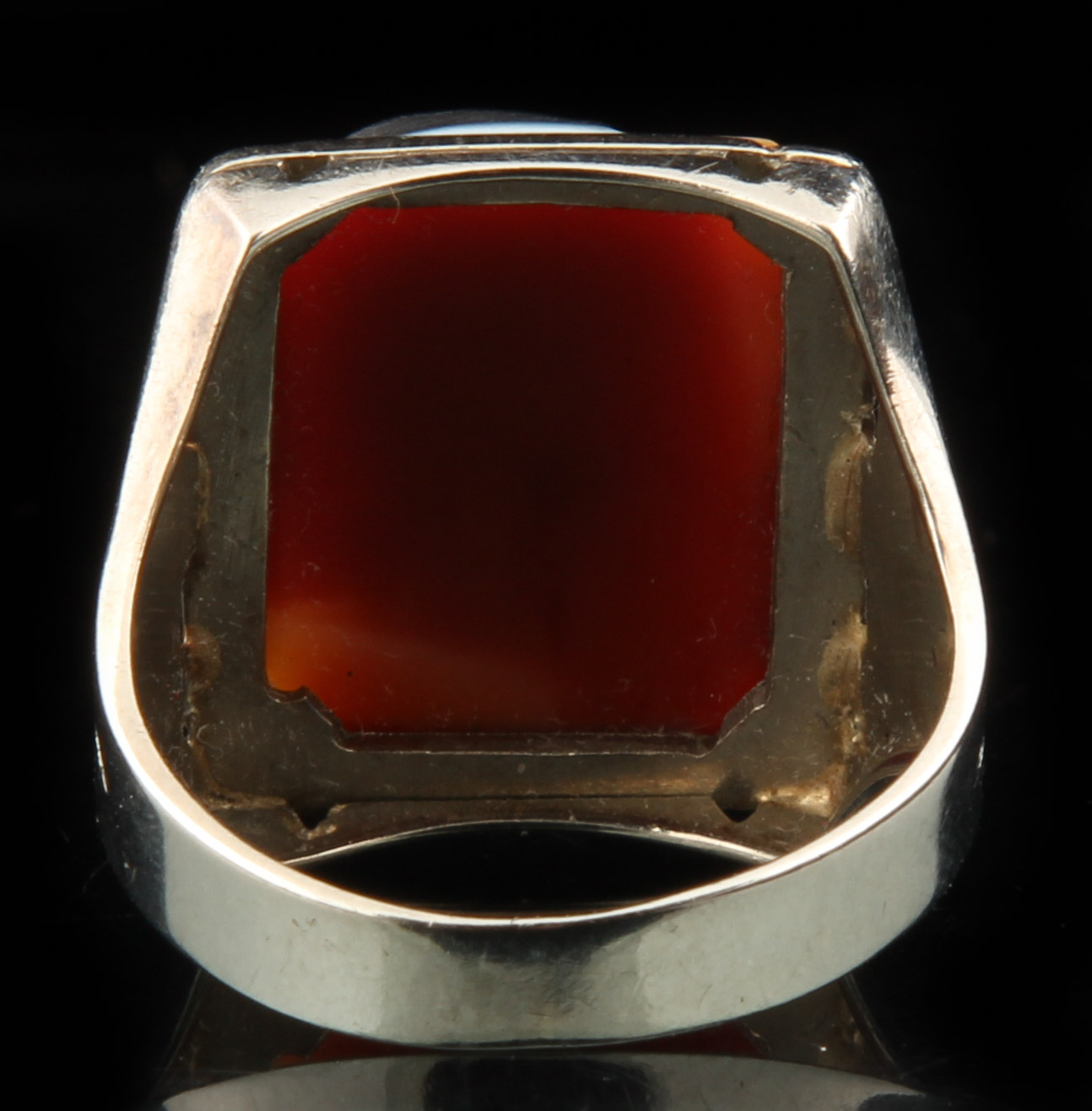 14K White Gold Men's Double Cameo Ring